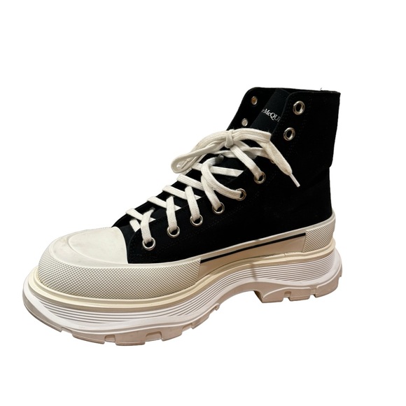 Alexander Mc Queen Mens Black Canvas High Top Sneakers - Picture 3 of 7